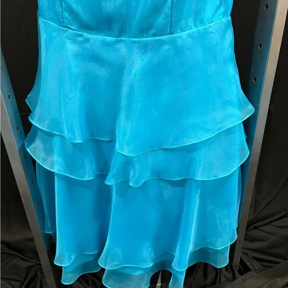 Strapless Turquoise Beaded/Shell Prom Dress - Picture 5 of 7
